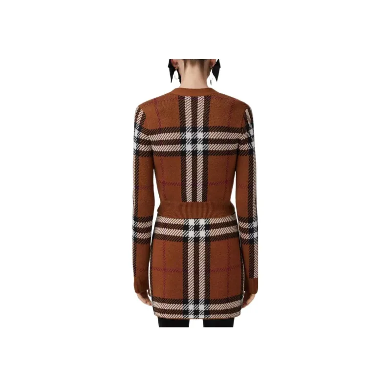 Burberry Check Wool Jacquard Cropped Cardigan-1