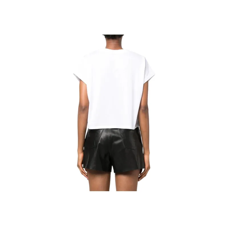 BALMAIN Flocked logo Cropped T shirt-2