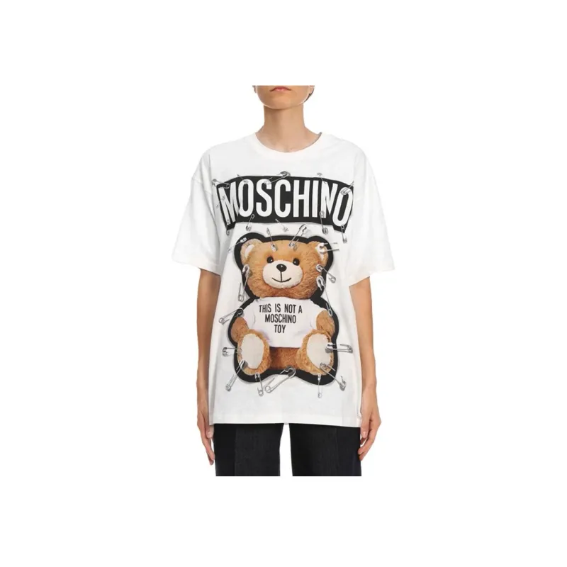 MOSCHINO Women's Bear Print Cotton T-Shirt White-2