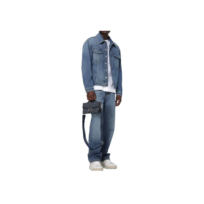 FENDI Ff Plaque Straight Leg Long Jeans-3
