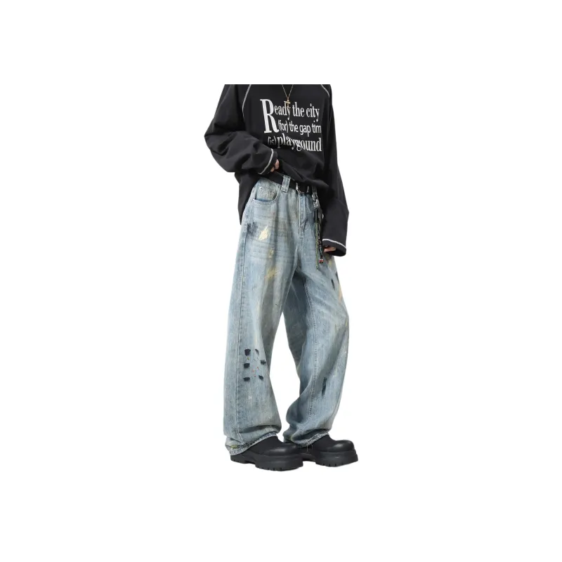 AKIN Jeans Unisex Ink Splatter Blue-3