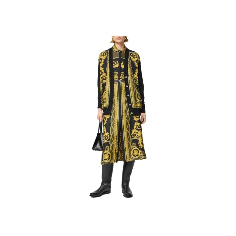 VERSACE Barocco Printed Long Sleeved Midi Dress-1