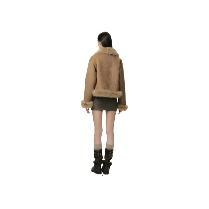 Li Zixian Velvet feel Coat Women's Coffee-1