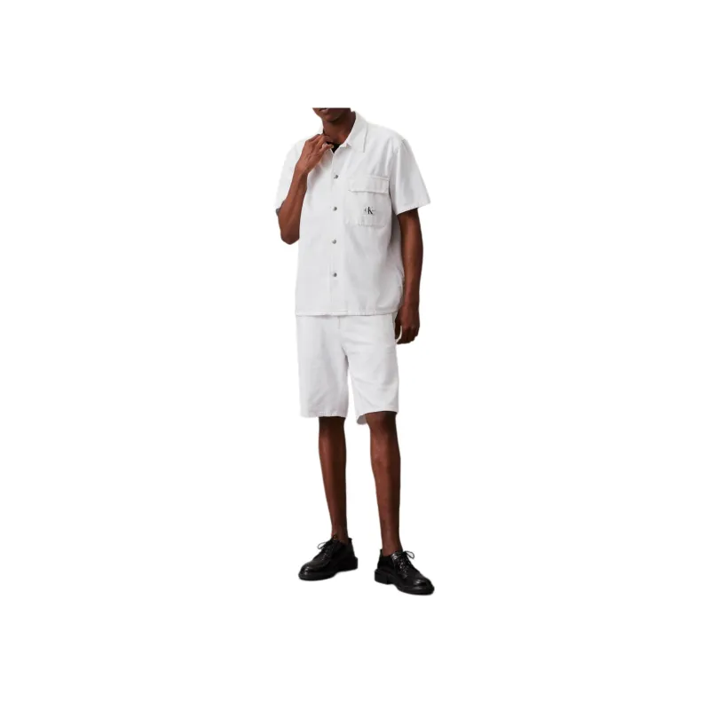 CALVIN KLEIN Denim Shorts Europe Version Men's White-1