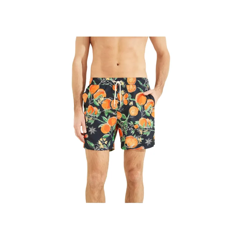 GUESS Fruit Woven Swim Trunks Casual Shorts Men's Black-0
