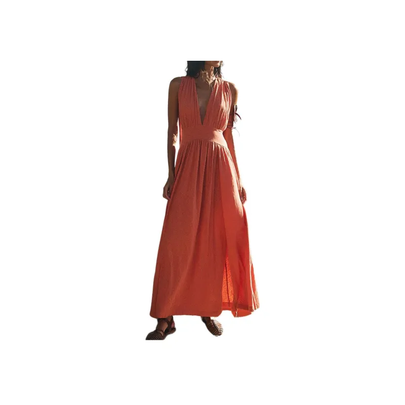 FREE PEOPLE Selena Maxi Sleeveless Dress Women's Red Mango-0