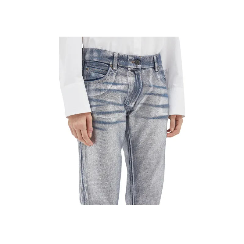 MSGM Metallic finish Straight Jeans-3