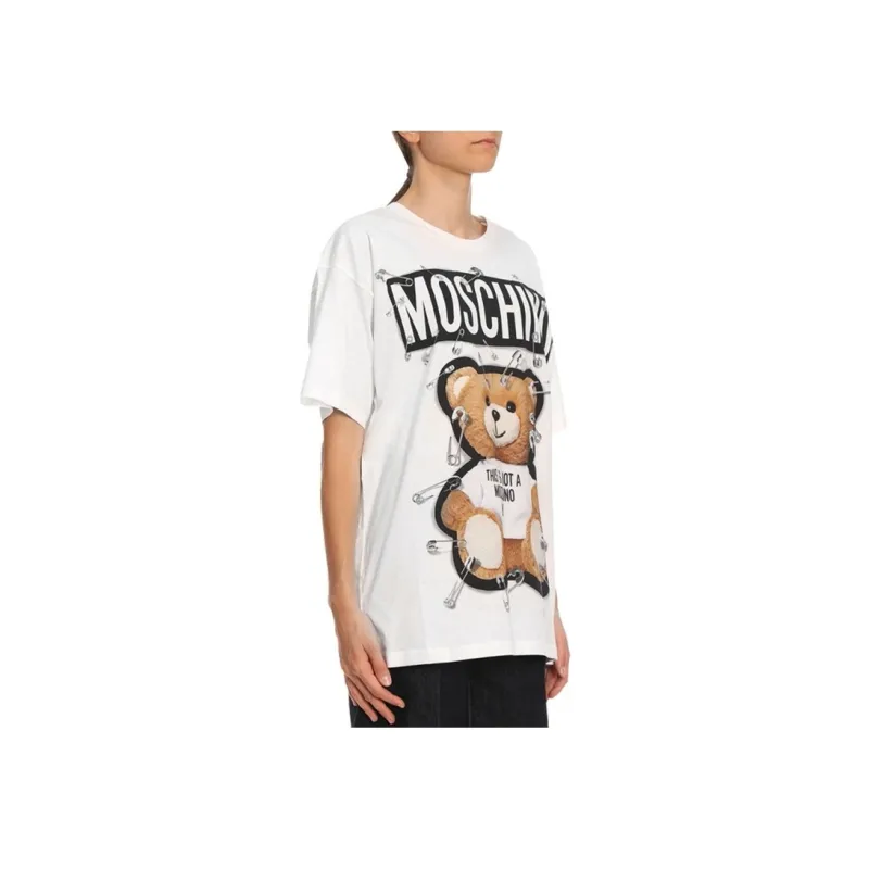 MOSCHINO Women's Bear Print Cotton T-Shirt White-4