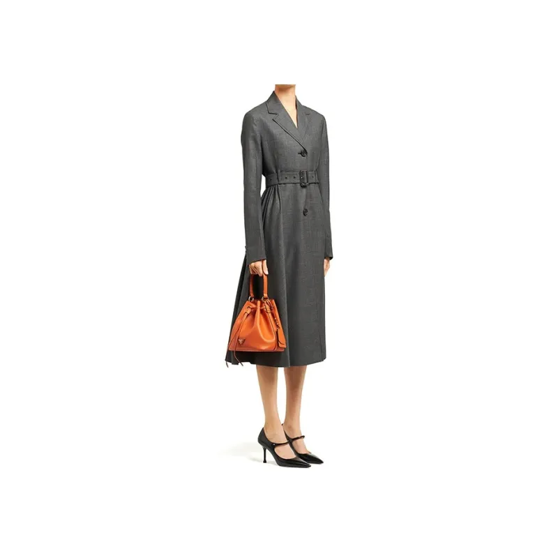 PRADA Saffiano Leather Bucket Bag Handbag Shoulder Bag Crossbody Bag Women's Papaya Orange-3