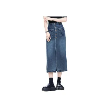You Cow Me Pants Denim Long Skirts Women's Vintage Blue
