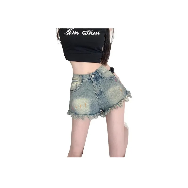 RENBEN Denim Shorts Women's Vintage Light-0