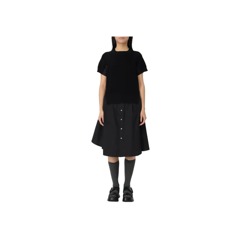 Sacai Short Sleeved Dresses Women's Black-1