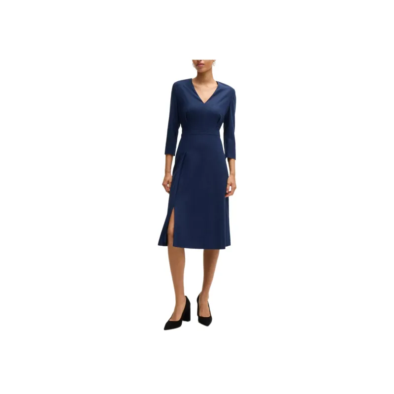 HUGO BOSS FW24 Long-Sleeved Dresses Women's Blue-2