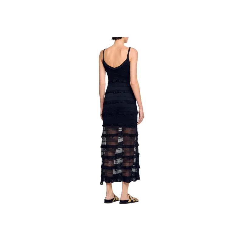 Sandro V-neck Lace Maxi Dress-3