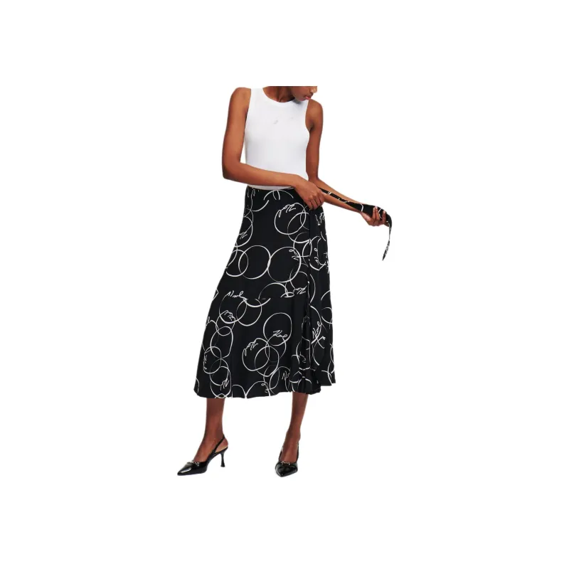 KARL LAGERFELD / Karl Lagerfeld Jeans Circle Print Wrap Skirt-0