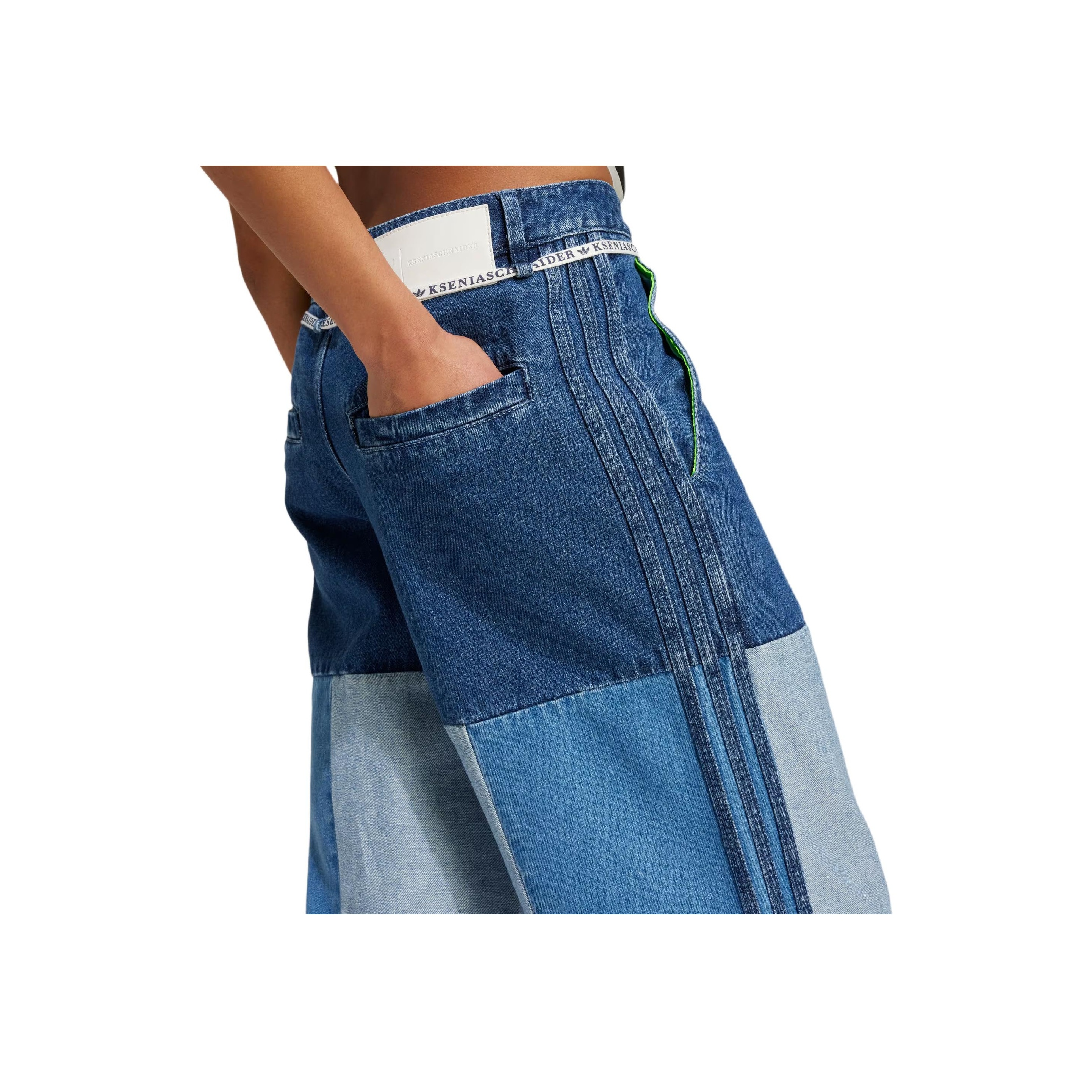 デニム・ジーパン [ADIDAS X KSENIASCHNAIDER] Patchwork Straight Leg Jeans Adidas Originals Kseniaschnaider Patchwork Straight Leg