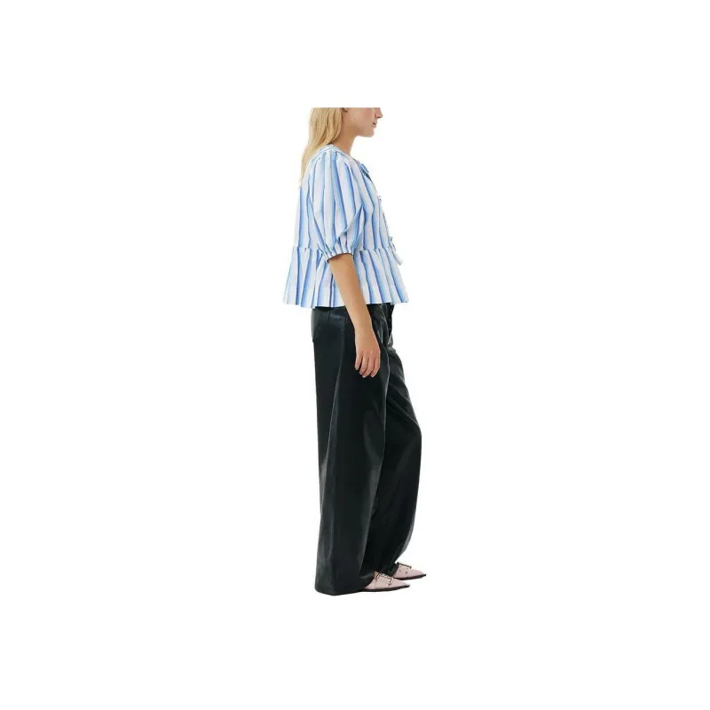 GANNI Tie String Peplum Blouse-1