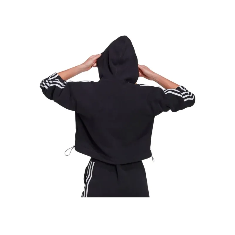 adidas Women's Fleece Hooded Zip-up Jacket Black-3