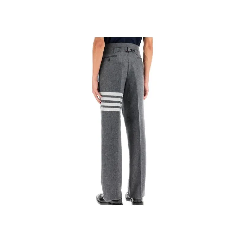 THOM BROWNE 4 Bar Stripe Detailed Flannel Trousers-4