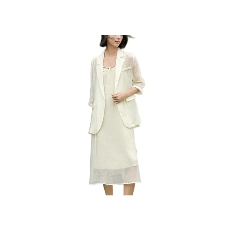 DIALOGUE Skirt Set Women's Cream Beige-0