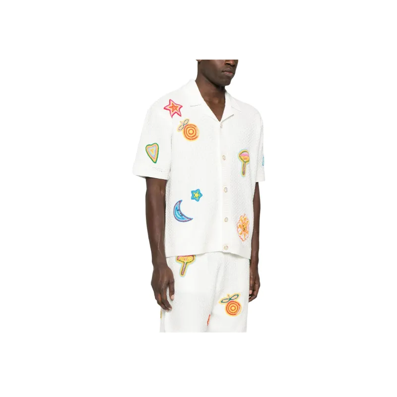 CASABLANCA Patch detailing Crochet Shirt-3