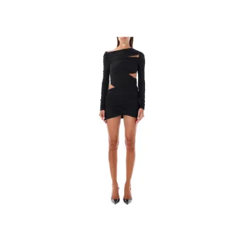 The Attico Wrap Ruched Mini Dress