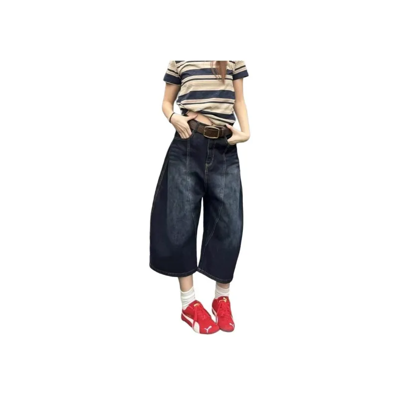 DUATOGE Denim Shorts Men's Vintage Blue -4