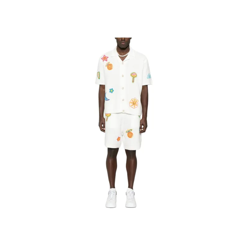 CASABLANCA Patch detailing Crochet Shirt-1