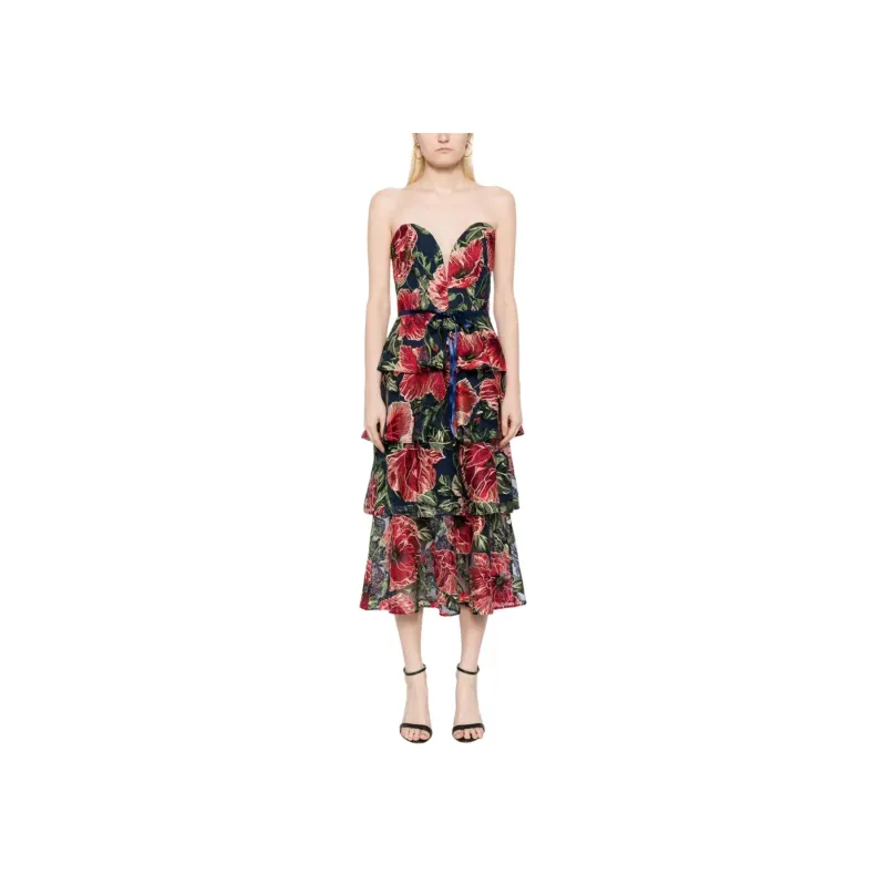 MARCHESA NOTTE SS24 Sleeveless Dress Women's Red-1