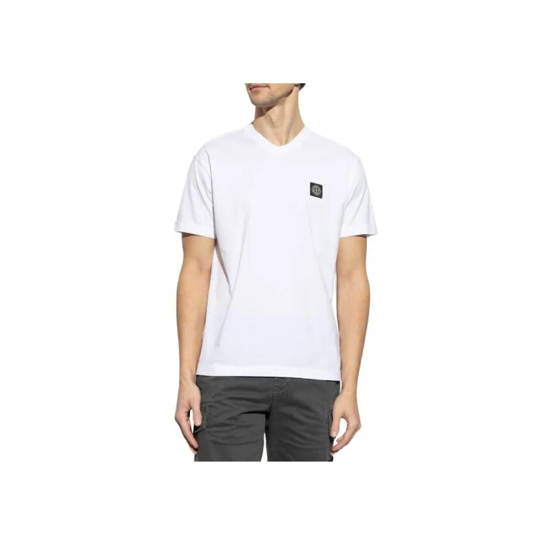 STONE ISLAND Compass Patch V Neck T Shirt-2