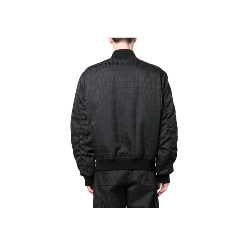MOSCHINO All over logo print Cotton Bomber Jacket-1