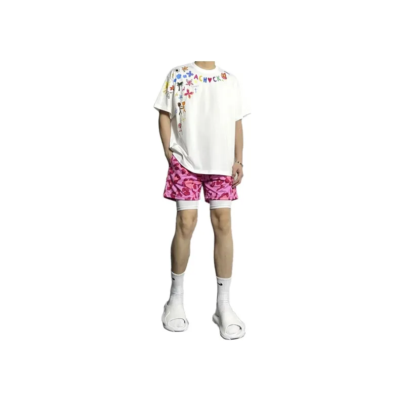 GSUE Casual Shorts Unisex Pink Leopard-0