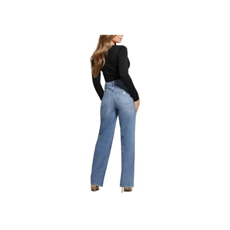 GUESS Hollis High Waisted Straight Leg Jeans Jeans Women's Blue-2