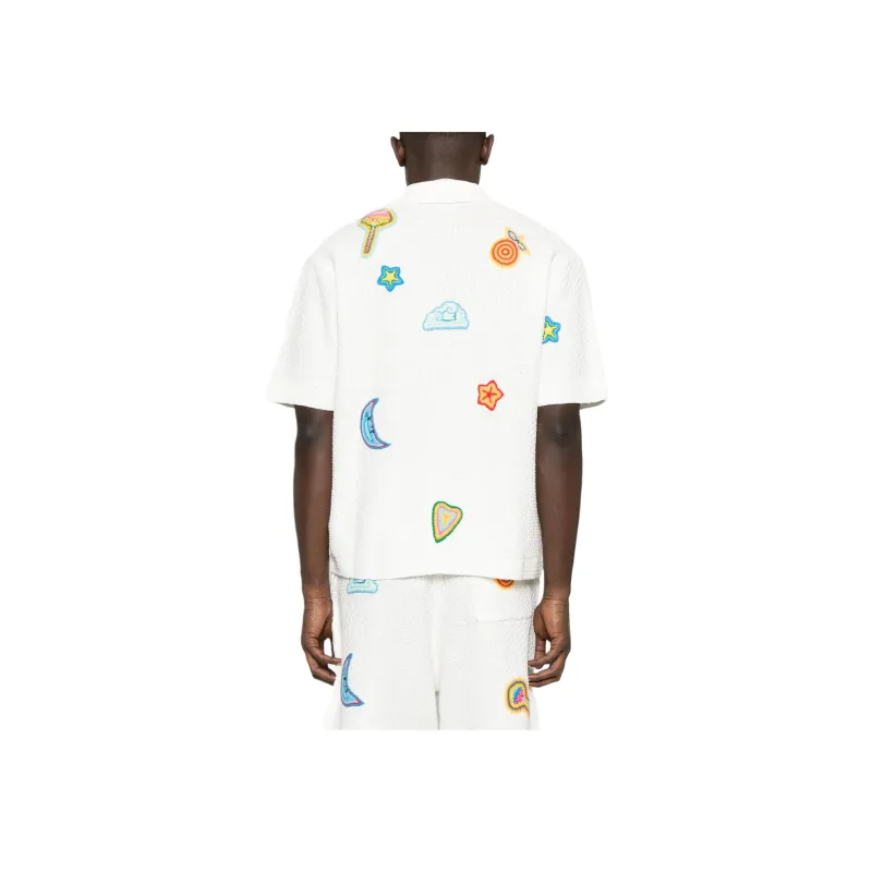 CASABLANCA Patch detailing Crochet Shirt-2