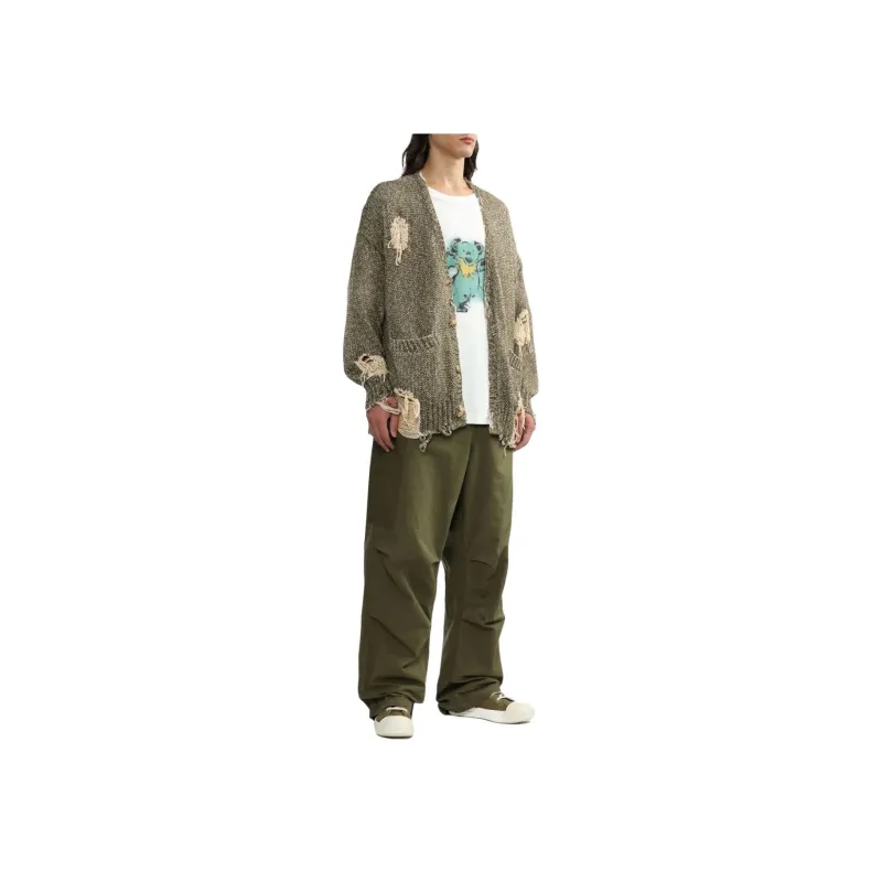 R13 Jumbo Distressed Tweed print Cardigan-2