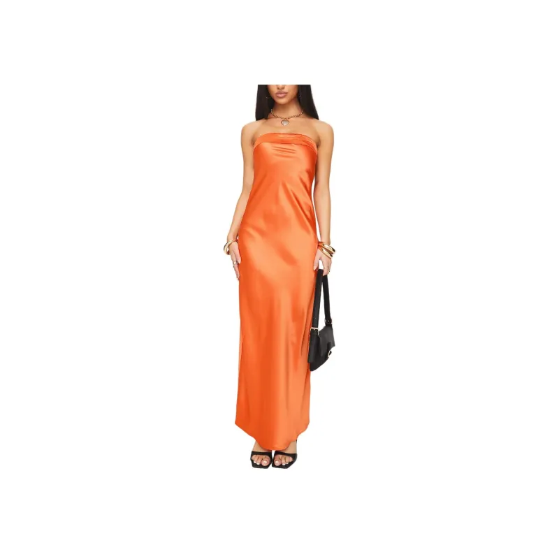 PRINCESS POLLY CITRUS KISS STRAPLESS MAXI DRESS Sleeveless Dress Women's ORANGE/Orange-0