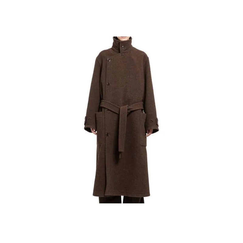 Lemaire Wrap Coat 'Brown Chine'-0