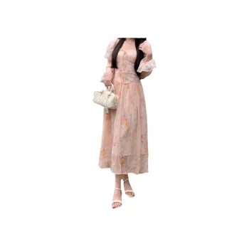 The Temptation Of The Muse Long Sleeved Dress Women's Spring Light Peach