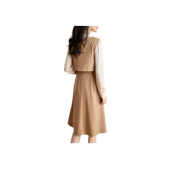 Mo Han Yi Mei Long Sleeved Dress Women's Light Khaki