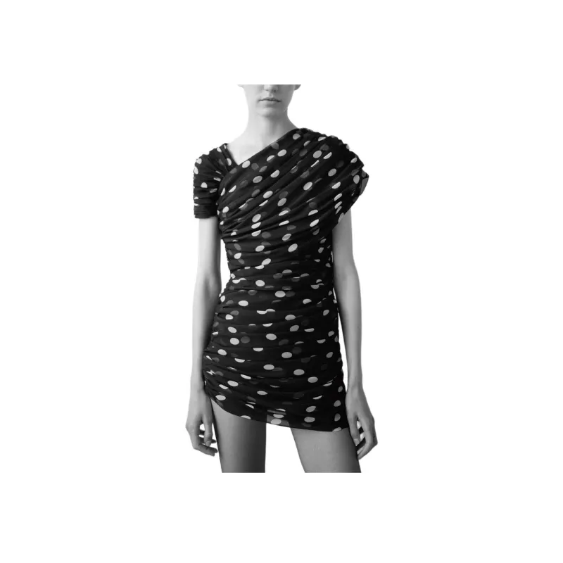SAINT LAURENT Ruched Asymmetrical Dress-2