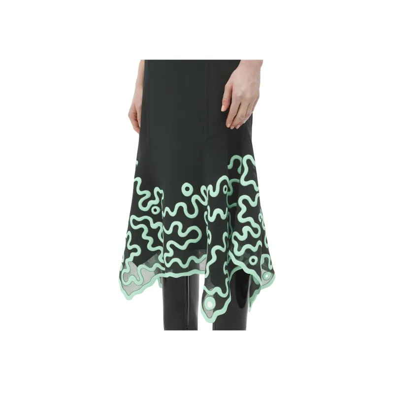Bottega Veneta Cotton Midi Skirt With Silicone Motif Casual Long Skirt Women's Black-4