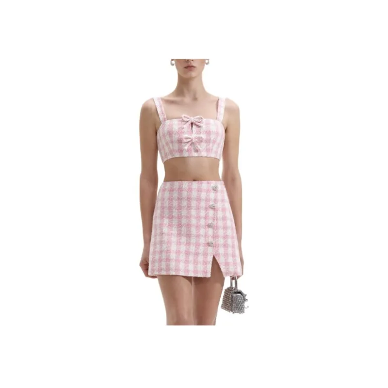 Self portrait Sequin Embellished Tweed Cropped Top-1