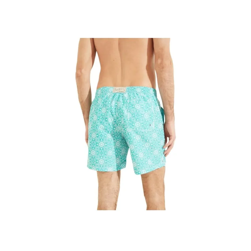 GUESS Mosaic Swim Trunks Casual Shorts Men's Blue-1