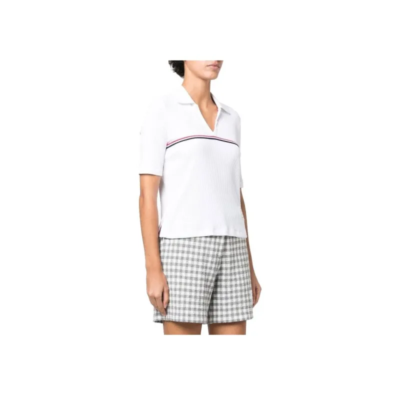 THOM BROWNE Ribbed Cotton Polo Top-2