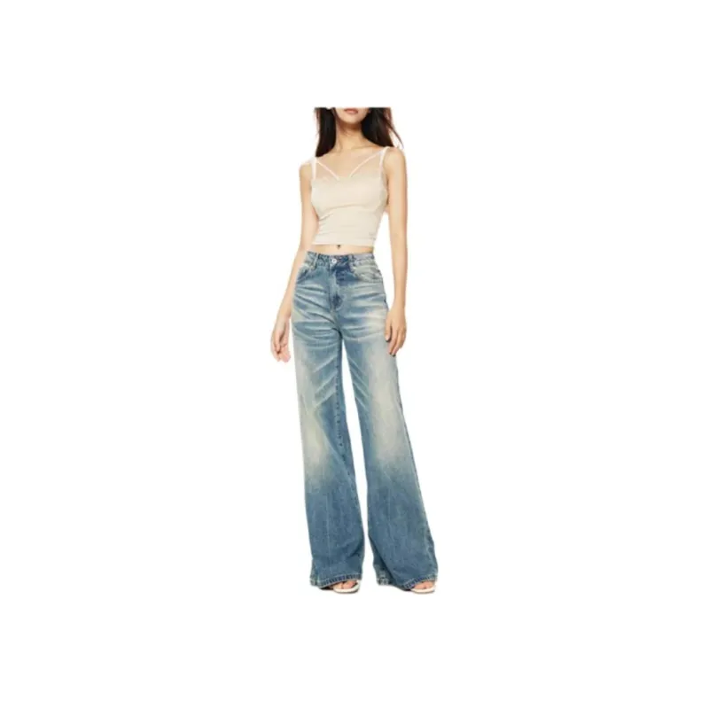 ZNZX Jeans Women's Sea Wave Blue-5