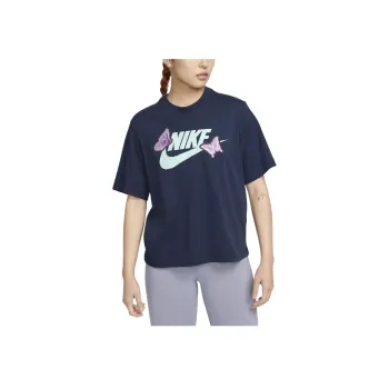 Nike Women'ss Butterfly Print Crewneck T-Shirt Navy
