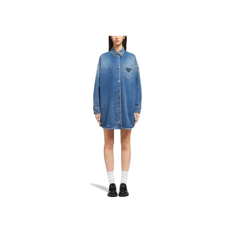 PRADA Triangle logo Denim Shirt-1
