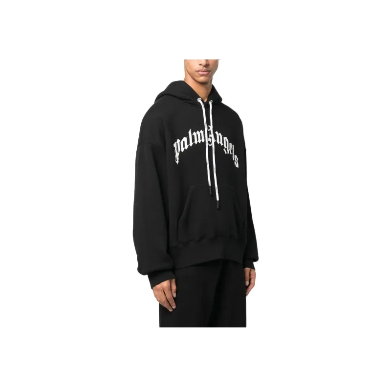 PALM ANGELS Curved Logo print Hoodie-2