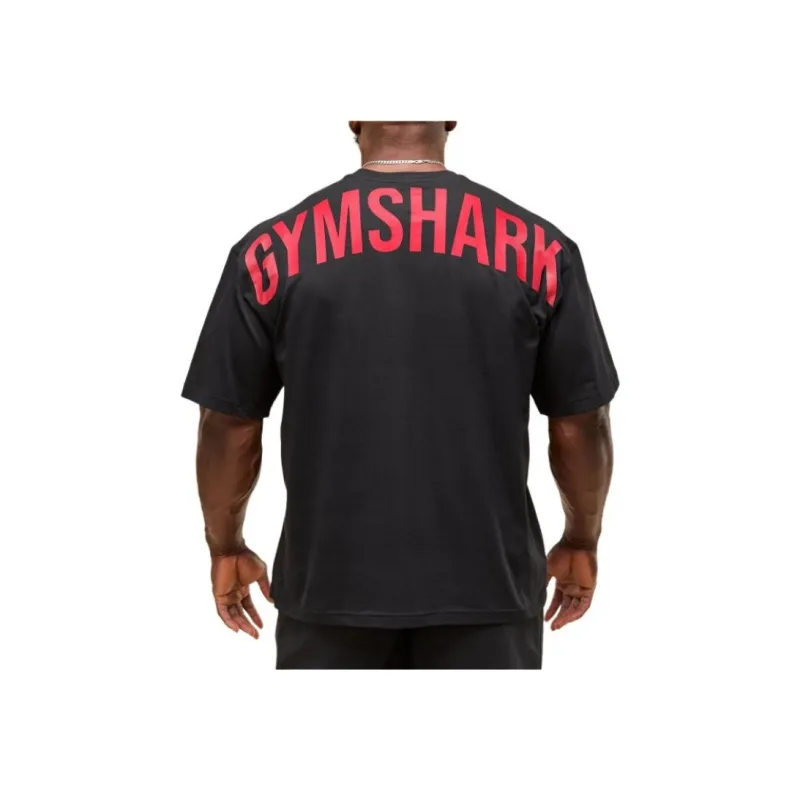 GYMSHARK Power T Shirt Men's Black/Toning Red-0