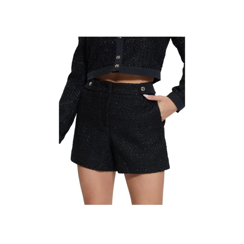 GUESS Clarissa Metallic Tweed Shorts Casual Shorts Women's Black-1
